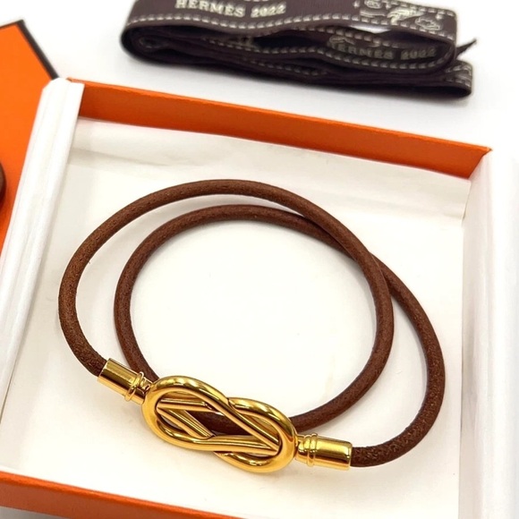 Hermes 2-row Atame GD Leather Bracelet - Picture 8 of 15